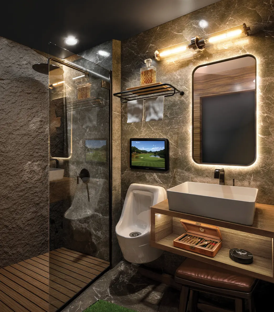 Port-A-Suite interior — luxury backyard bathroom